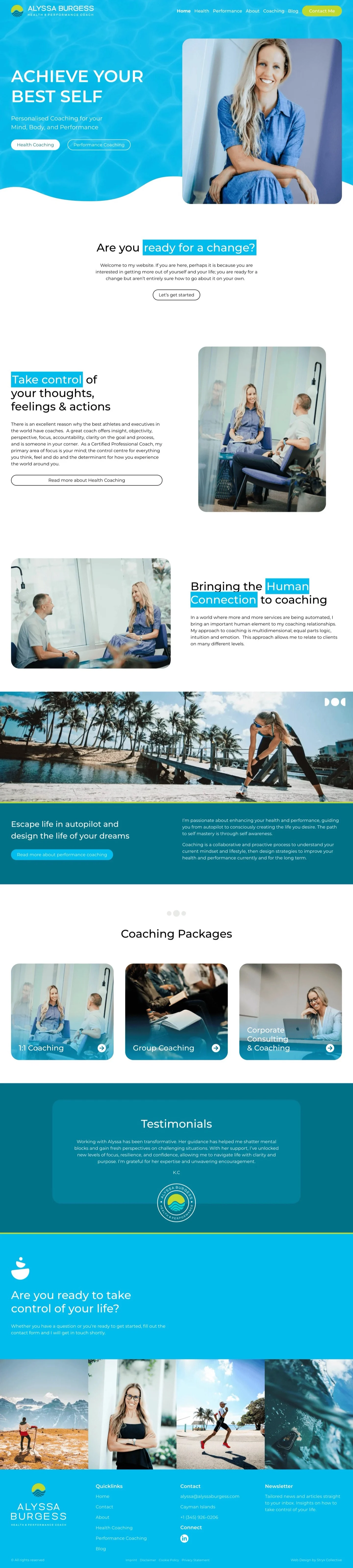 The Alyssa Burgess website, designed and built by Stryx Collective