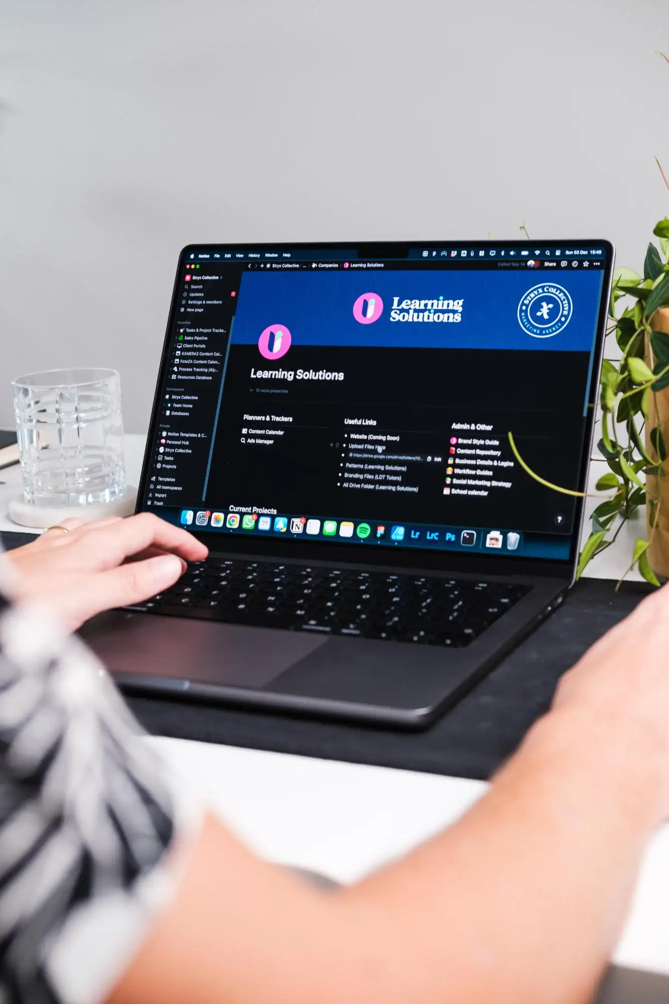 A client project hub open on a laptop