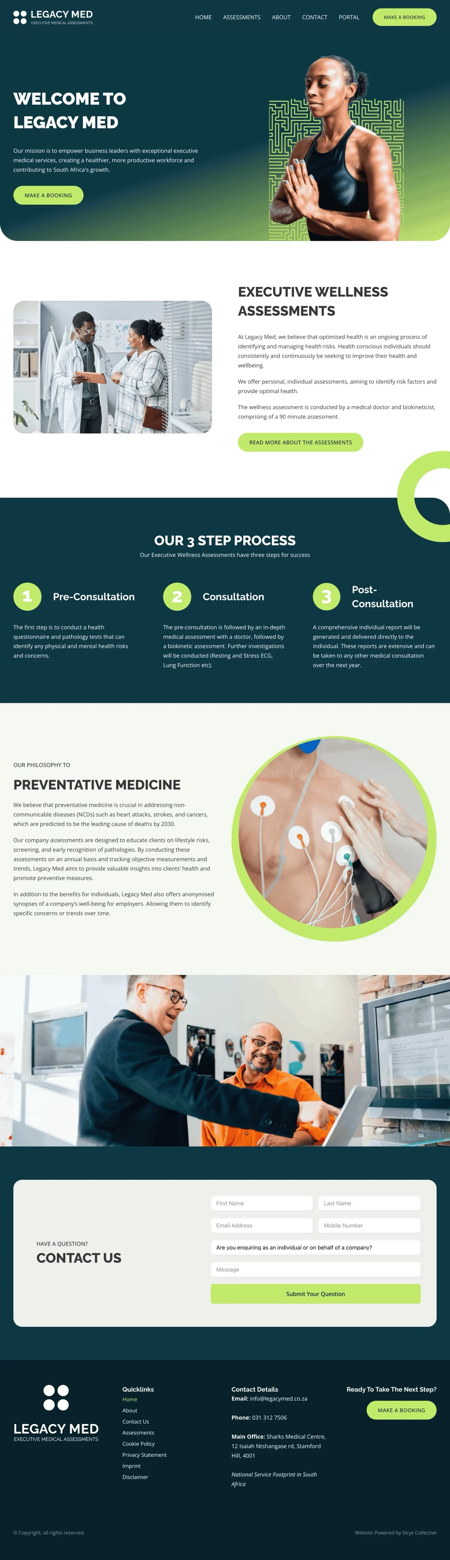 The Legacy Med website, designed and built by Stryx Collective