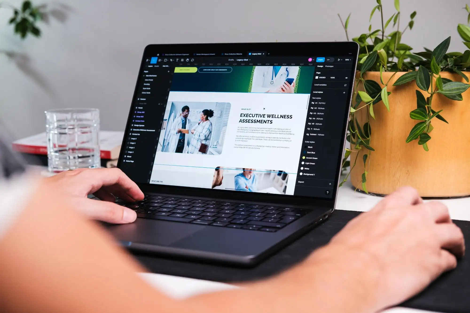 A website being built on a laptop